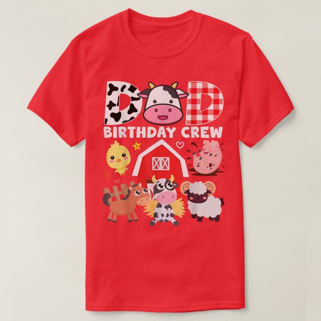 Cow Dad Birthday Crew Farm Theme Animals Birthday  T-Shirt (Design Front)