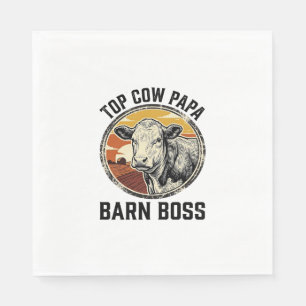 Cow Dad Shirt Vintage Engraved Farm Father Graphic Napkin