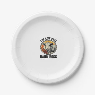 Cow Dad Shirt Vintage Engraved Farm Father Graphic Paper Plate