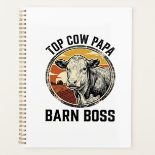 Cow Dad Shirt Vintage Engraved Farm Father Graphic Planner