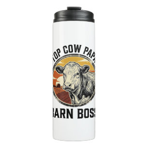 Cow Dad Shirt Vintage Engraved Farm Father Graphic Thermal Tumbler