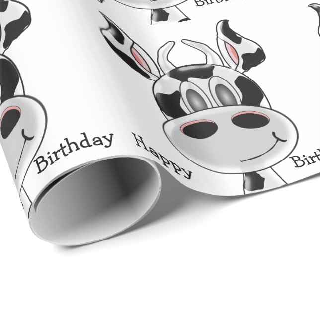 Cow Design Birthday Wrapping Paper (Roll Corner)