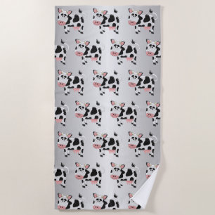 Cow Design Grey Coloured Beach Towel