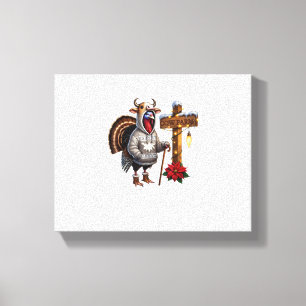 Cow Disguised Turkey Funny Thanksgiving Tee Cute T Canvas Print