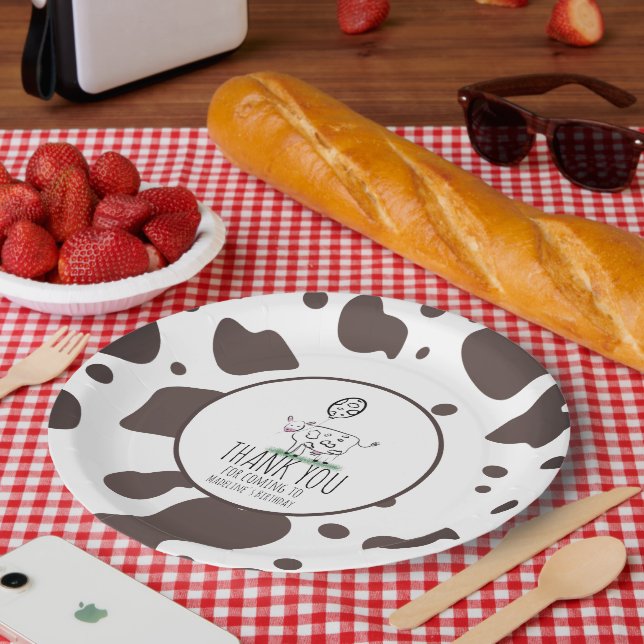 Cow Doodle Farm Animal Birthday Party  Thank You  Paper Plate (Picnic)