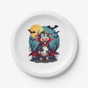 Cow Dracula Rises Paper Plate