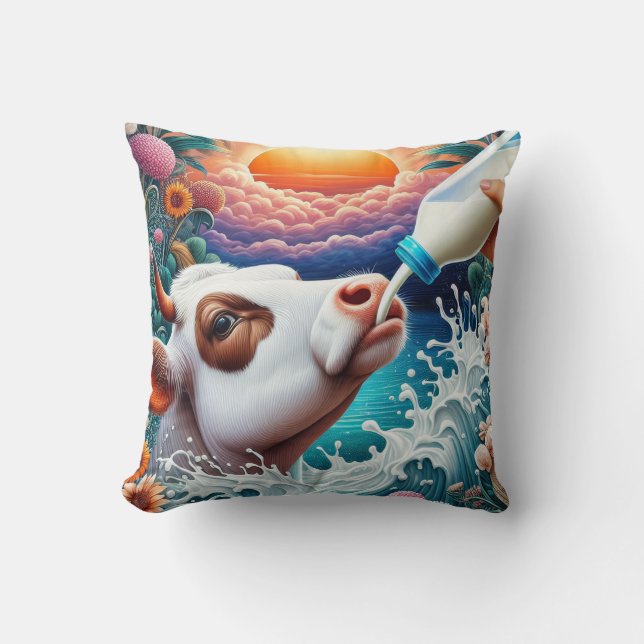 Cow drinking milk cushion (Front)