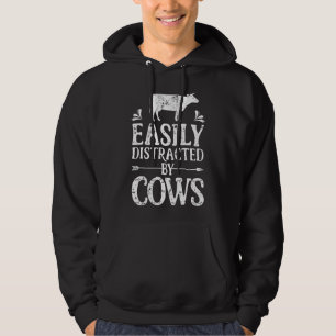 Cow Easily Distracted By Cows Women Men Farm Anima Hoodie