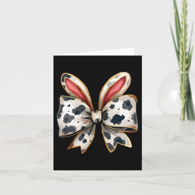 Cow Easter Bunny Ears Sticker  Card (Front)