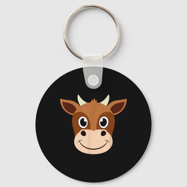 Cow Face Boy Funny Halloween Costume Key Ring (Front)