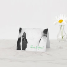 Cow Face Close-up Baby Shower Thank You Card Green