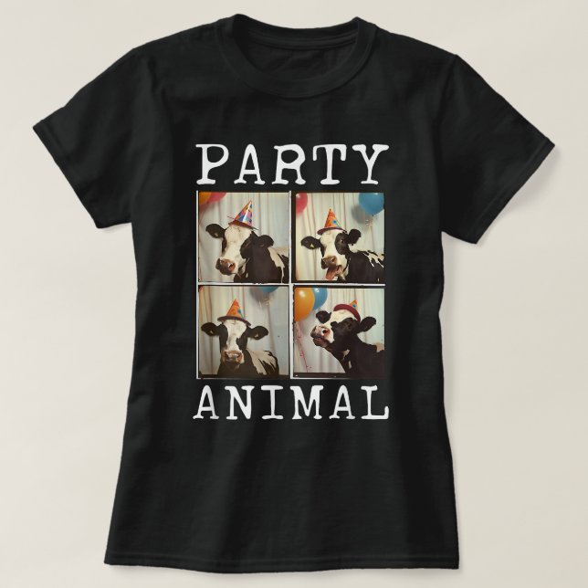 Cow Face Colourful Farm Animal Party Hat Funny Cow T-Shirt (Design Front)