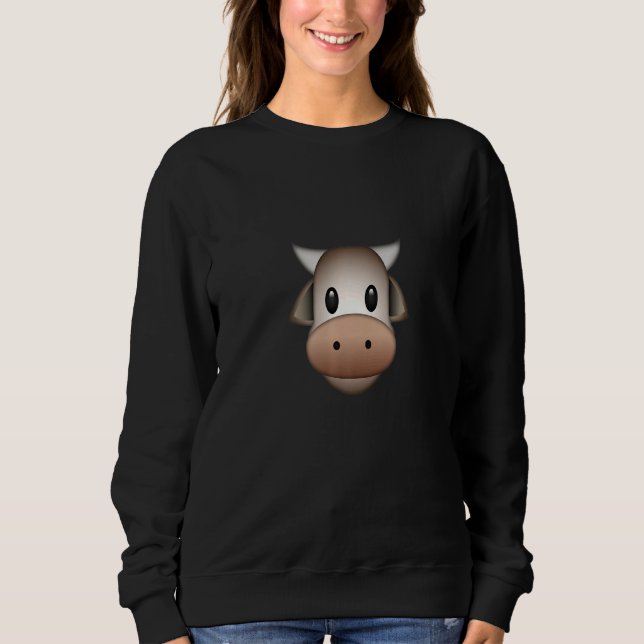 Cow Face Cute Farm Animal Friendly Udder Milk Horn Sweatshirt (Front)