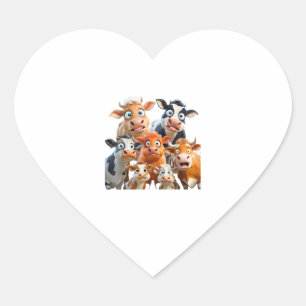 Cow Face Funny Cute Animal Cow Farmer Cow Baby Lov Heart Sticker