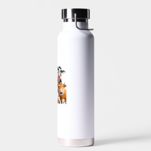 Cow Face Funny Cute Animal Cow Farmer Cow Baby Lov Water Bottle