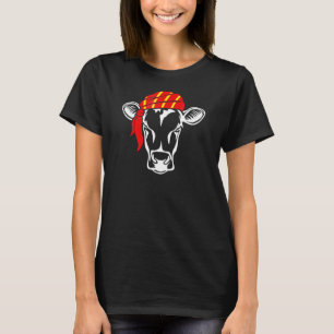 Cow Face With Red Bandanna Pirate Scarf T-Shirt