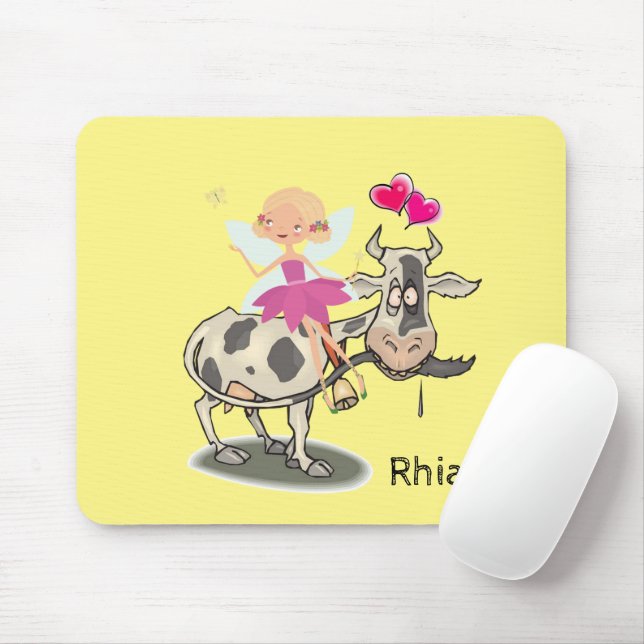 Cow Fairy Pink Hearts  Mouse Pad! Mouse Pad (With Mouse)
