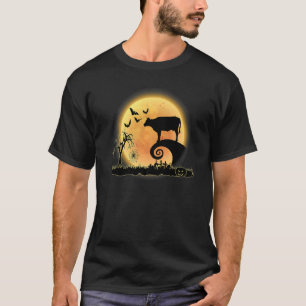Cow Farm Animal And Moon  Scary Halloween Costume T-Shirt