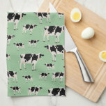 Cow Farm Animal Pattern Tea Towel<br><div class="desc">A cute cow pattern design with pastel green grass colour background. An ideal design for anyone who loves cows, farm animals or country animals. A perfect gift, nursery decor for boys and girls, kids room art, home decor, office stationery, Christmas present or gift for any other special occasion. Visit our...</div>