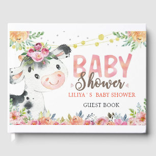 Cow Farm Animals Barnyard baby shower guest book