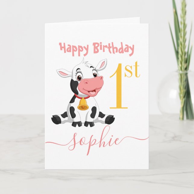 Cow Farm Animals birthday cute Thank You Card (Front)