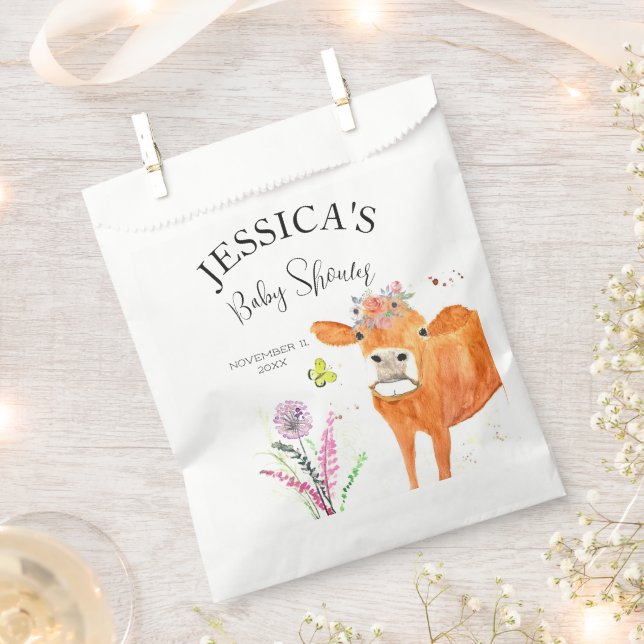 Cow Farm Animals Country Baby Shower Girl Boy Favour Bags (Clipped)