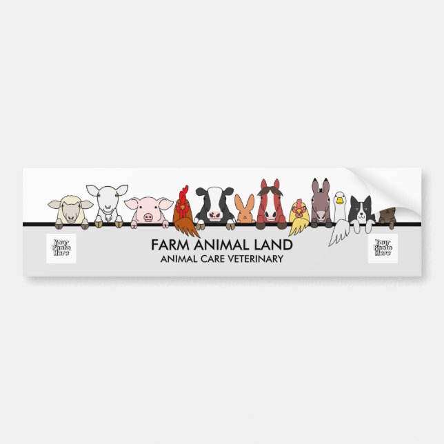Cow Farm Animals Vet Logo Pet Business Bumper Sticker (Front)
