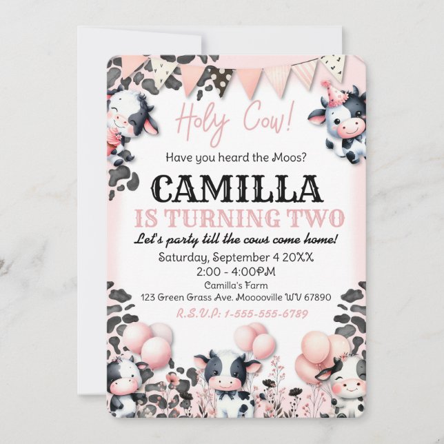 Cow Farm Birthday Party Invitation (Front)