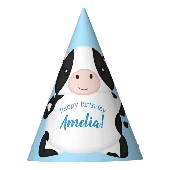 Cow Farm Birthday Party Party Hat (Front)