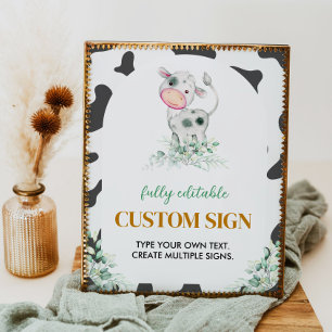 Cow Farm Birthday Party Table Sign