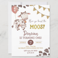 Cow Farm Boy Baby Shower Invitation
