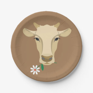 Cow Farm County Wedding Party Birthday Brown Paper Plate