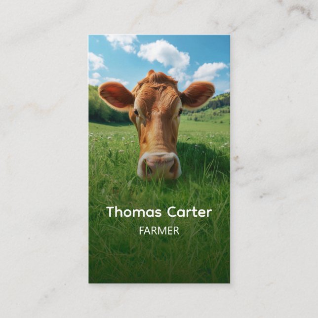Cow farm, fresh beef, farmer business card (Front)