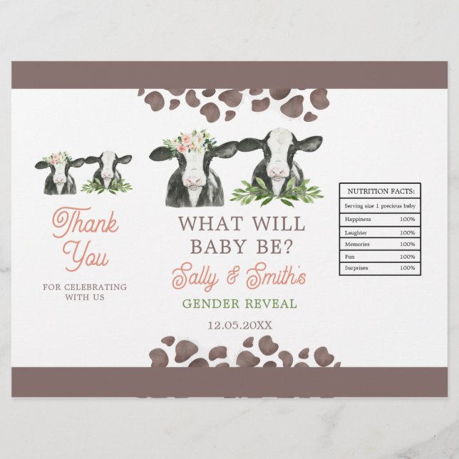 Cow Farm Gender Reveal Chip Bag Template Flyer (Front)
