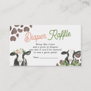 Cow Farm Gender Reveal Diaper Raffle Card