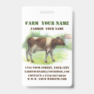 Cow farm ID Badge
