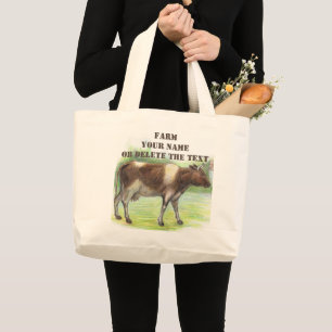 Cow farm large tote bag