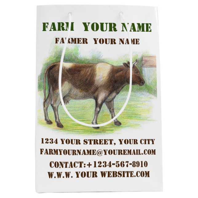  Cow farm Medium Gift Bag (Front)