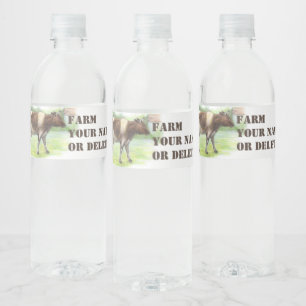 Cow farm  water bottle label