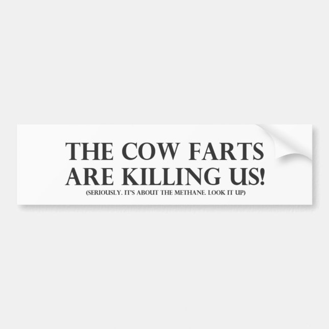 Cow Farts Are Killing Us Bumper Sticker (Front)