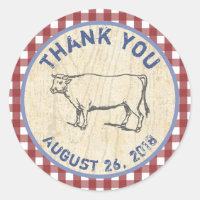 Cow Favour thank you stickers for BBQ or Churrasco