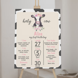 Cow First Birthday Milestone Sign