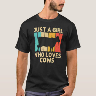 Cow For Girls Kids Farm Animal Cow Dairy Farmer T-Shirt