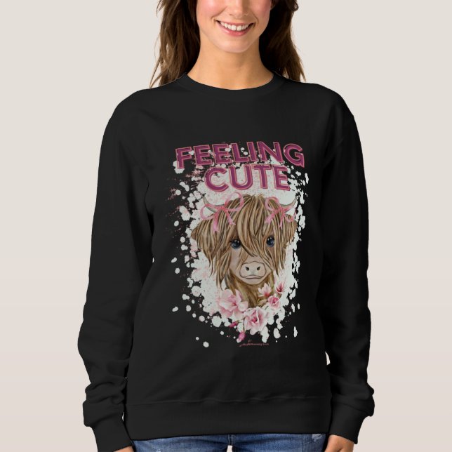 COW  FOR WOMEN GIRLS HIGHLAND COW FEELING CUTE BOH SWEATSHIRT (Front)