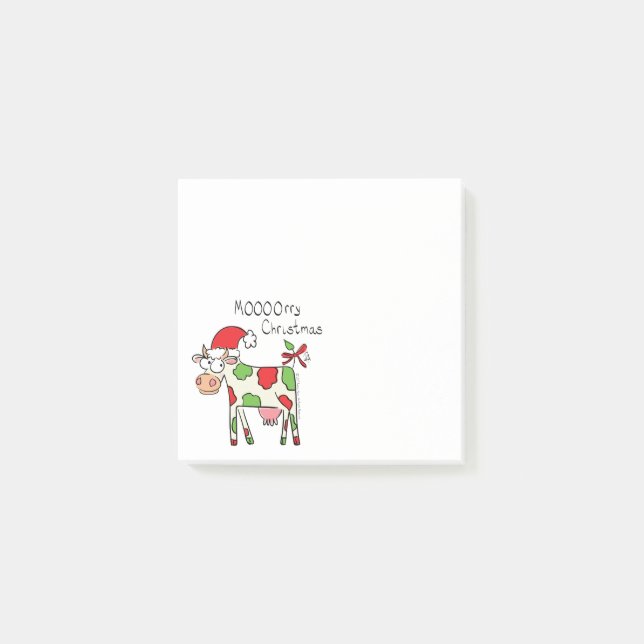 Cow Funny Cartoon Christmas Holiday Post-it Notes (Front)