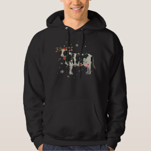 cow Funny Cow Reindeer Christmas Lights Pajama fun Hoodie