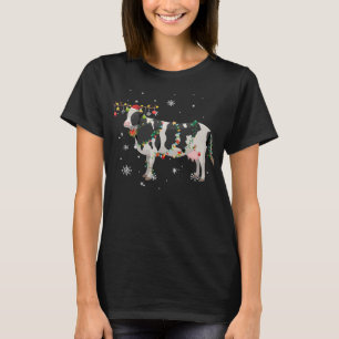 cow Funny Cow Reindeer Christmas Lights Pajama fun T-Shirt