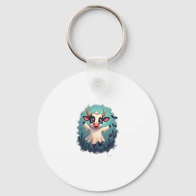 Cow Ghost Boo-levard Key Ring (Front)