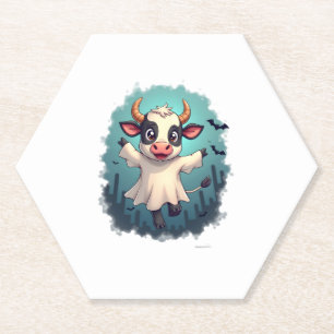 Cow Ghost Boo-levard Paper Coaster