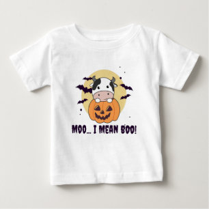 Cow Ghost Cute Kawaii Halloween Moo I Mean Boo Baby T-Shirt